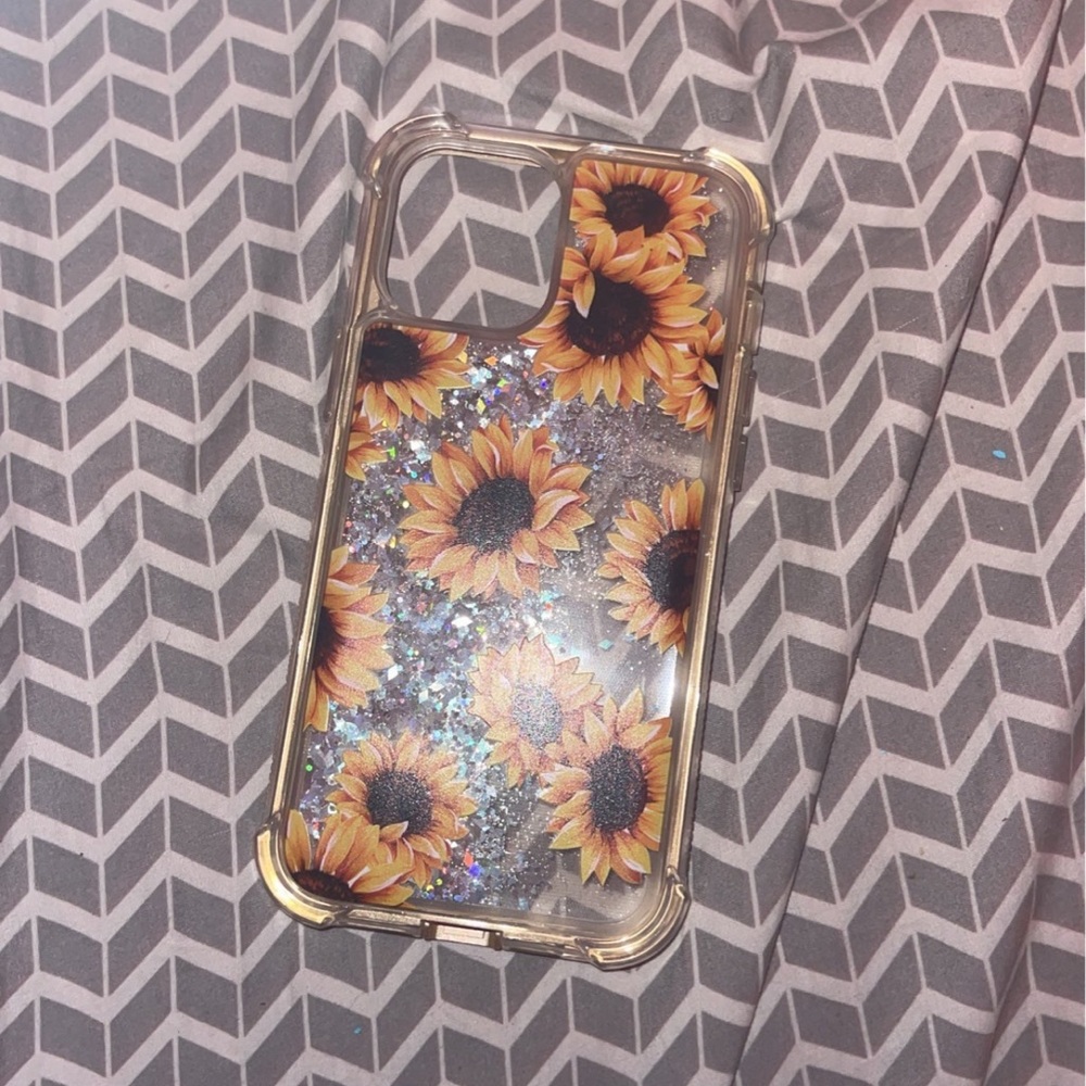 iPhone 12 Pro Max Sunflower Glitter Case